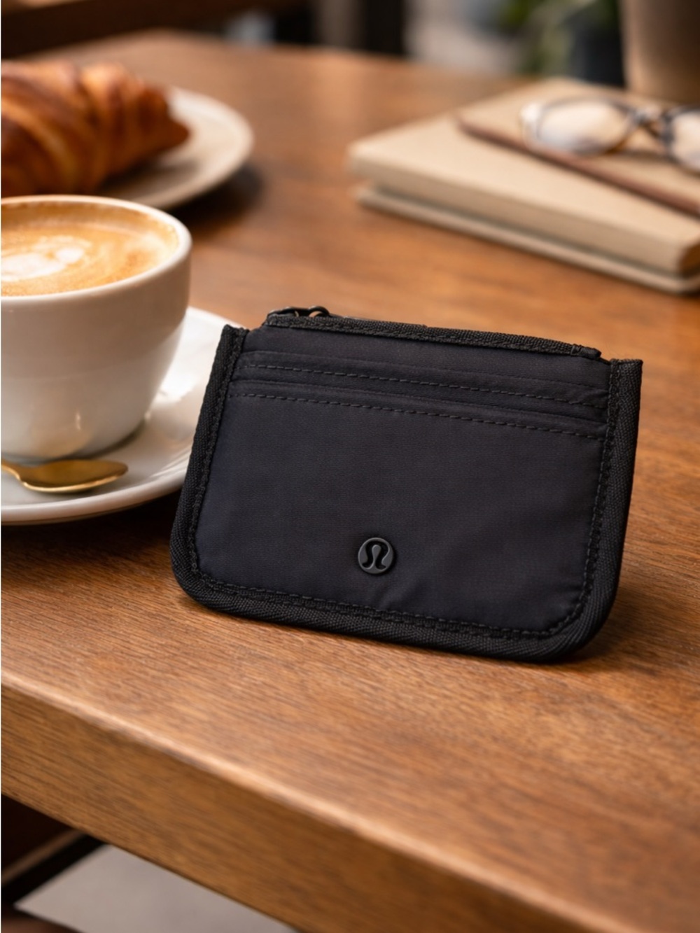 Lululemon True Identity Card Case Holder Black Zip Closure Wallet Coin Pouch